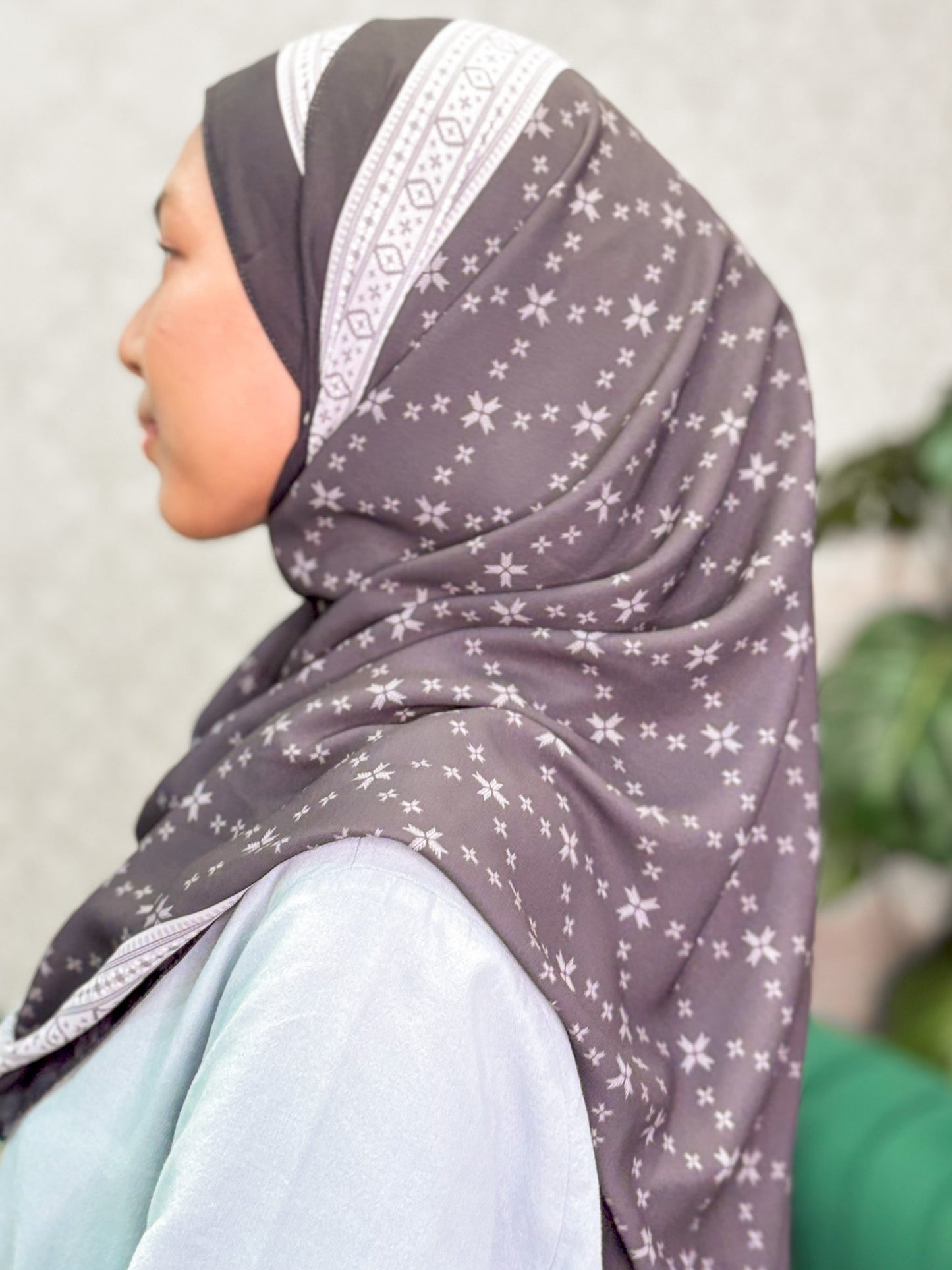 Midnight Grey 2M Korean Chiffon Shawl