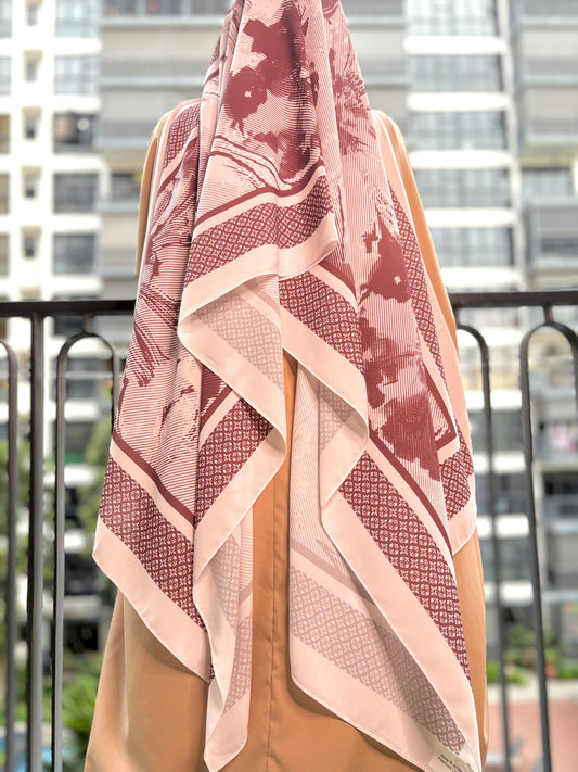 Mosaic Collection Ruby & White 1.9M Shawl in Premium Chiffon