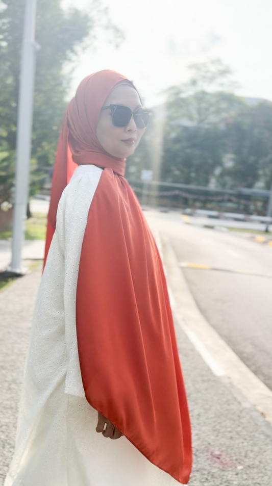 Chic Tie-Back Shawl in Burnt Orange