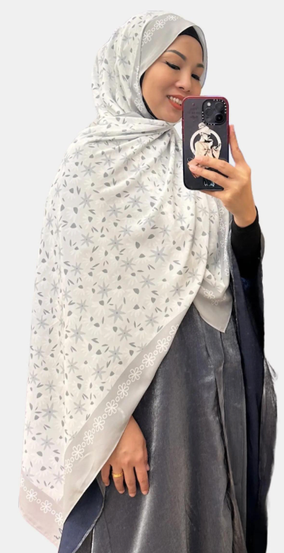 Garden Collection - Grey Garden 1.9M Premium Chiffon Shawl